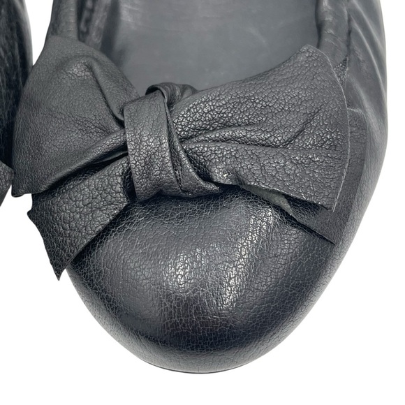 Miu Miu Black Leather Ballet Flats With Leather Bow Detail Size 39.5 / 9 US - Picture 5 of 13